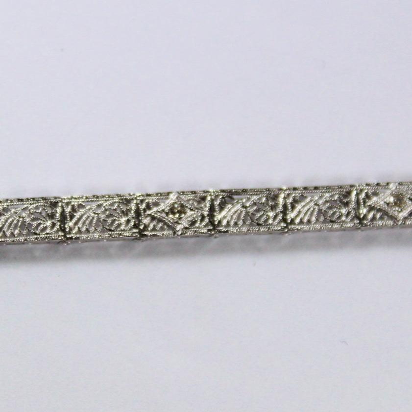 Vintage 10ct White Gold Diamond Filigree Bracelet