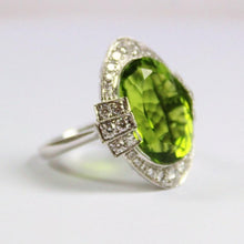 9ct White Gold 12.92ct Peridot and Diamonds Cocktail Ring
