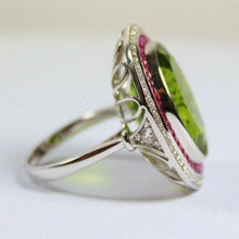 Peridot, Pink Sapphire and Diamond Ring