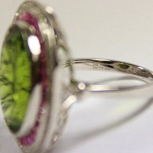 Peridot, Pink Sapphire and Diamond Ring