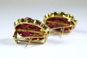 Sterling Silver Gold Plate Ruby Cluster Earrings