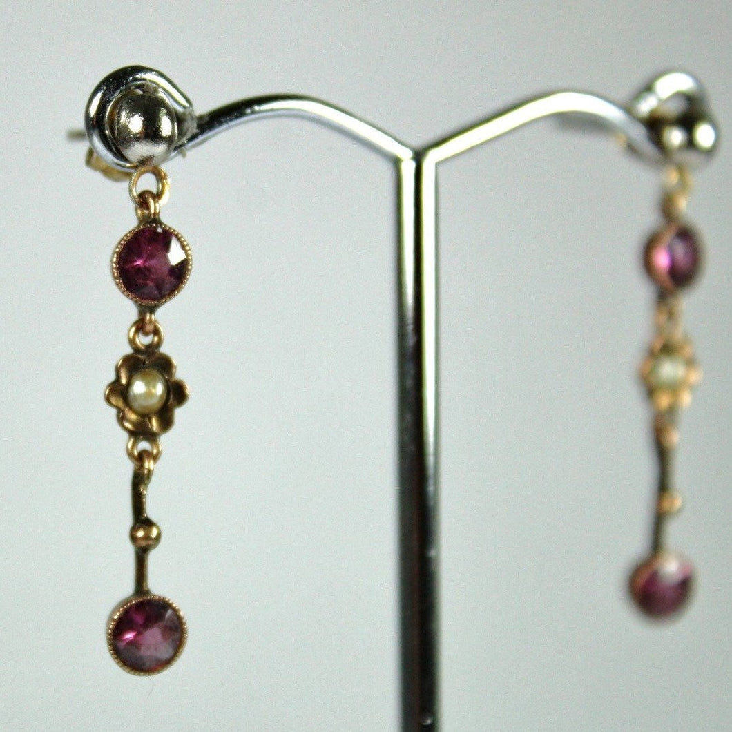 Victorian Garnet and Seed Pearl Earrings