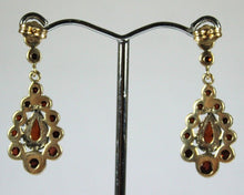 9ct Yellow Gold Garnet Stud Drop Earrings