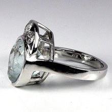 9ct White Gold Aquamarine and Diamond Dress Ring