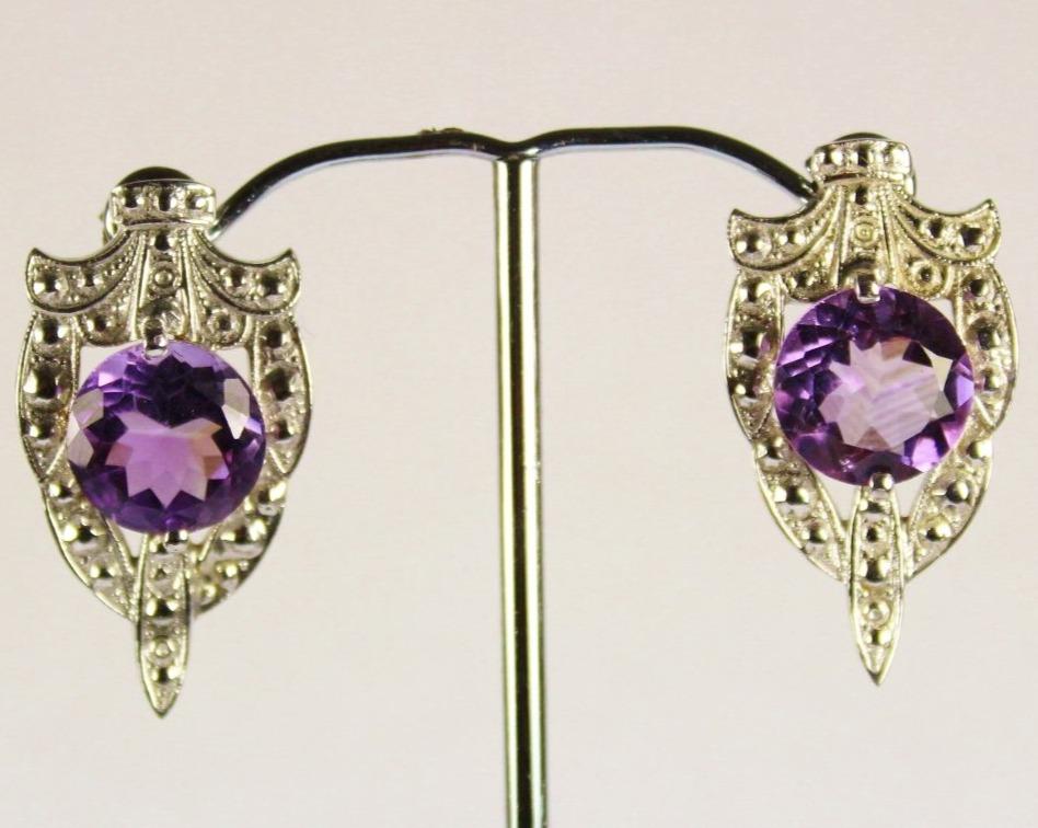 9ct White Gold Amethyst Stud Earrings