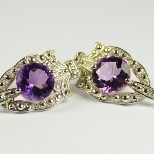 9ct White Gold Amethyst Stud Earrings