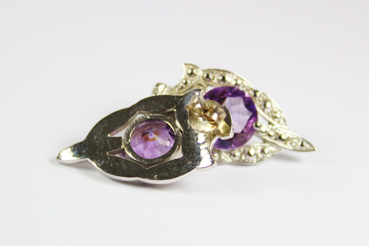 9ct White Gold Amethyst Stud Earrings