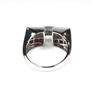 9ct White Gold Ruby and Diamond Deco Style Dress Ring