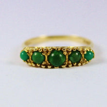 Vintage 9ct Yellow Gold Green Turquoise Bridge Ring