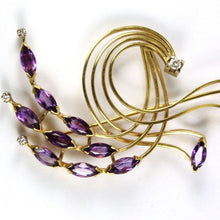 Vintage 18ct Yellow Gold Amethyst and Diamond Brooch