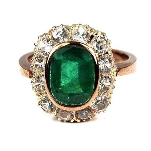 9ct Rose Gold Emerald and White Sapphire Ring