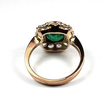 9ct Rose Gold Emerald and White Sapphire Ring