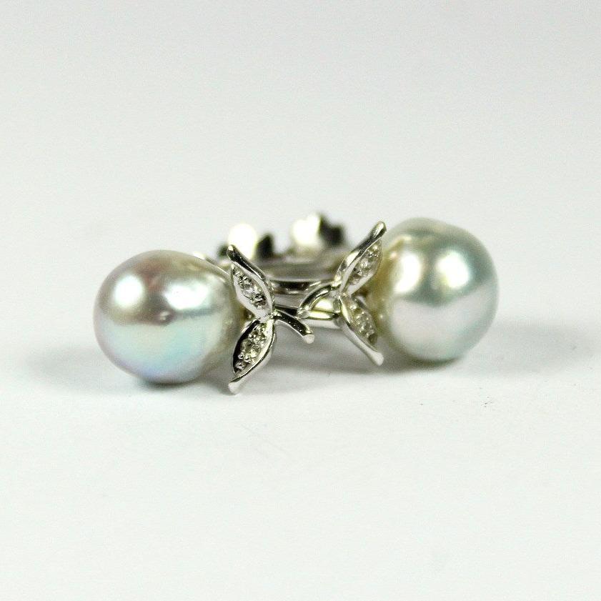 Vintage Natural Pearl and Diamond Screw On Earrings