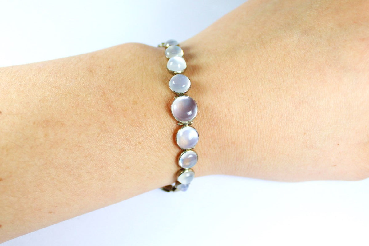 Edwardian Silver Moonstone Bracelet