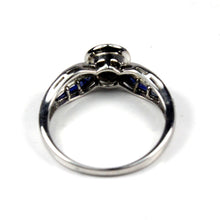 9ct White Gold Sapphire and Diamond Deco Style Ring