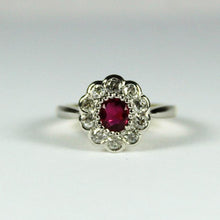 Vintage Ruby and Diamond Daisy Cluster Ring