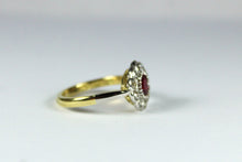 Vintage Ruby and Diamond Daisy Cluster Ring