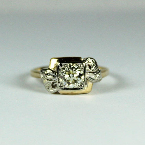 Antique 14ct Yellow Gold Old Cut Diamond Dress Ring