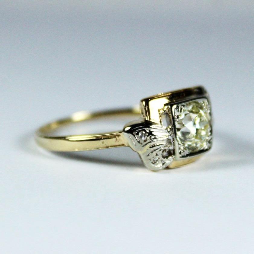 Antique 14ct Yellow Gold Old Cut Diamond Dress Ring