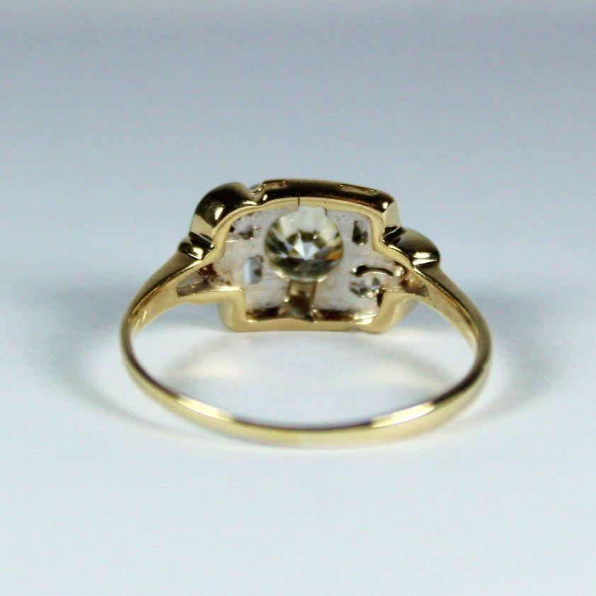 Antique 14ct Yellow Gold Old Cut Diamond Dress Ring