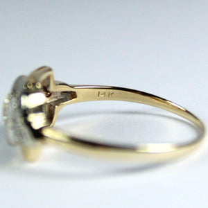 Antique 14ct Yellow Gold Old Cut Diamond Dress Ring