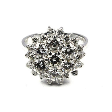 9ct White Gold Diamond Cluster Dress Ring