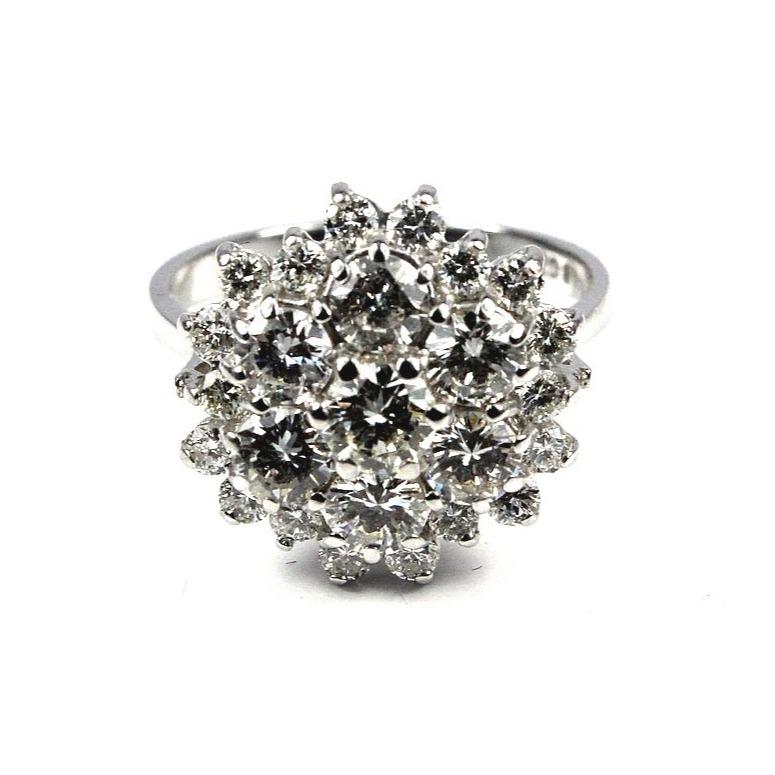 9ct White Gold Diamond Cluster Dress Ring
