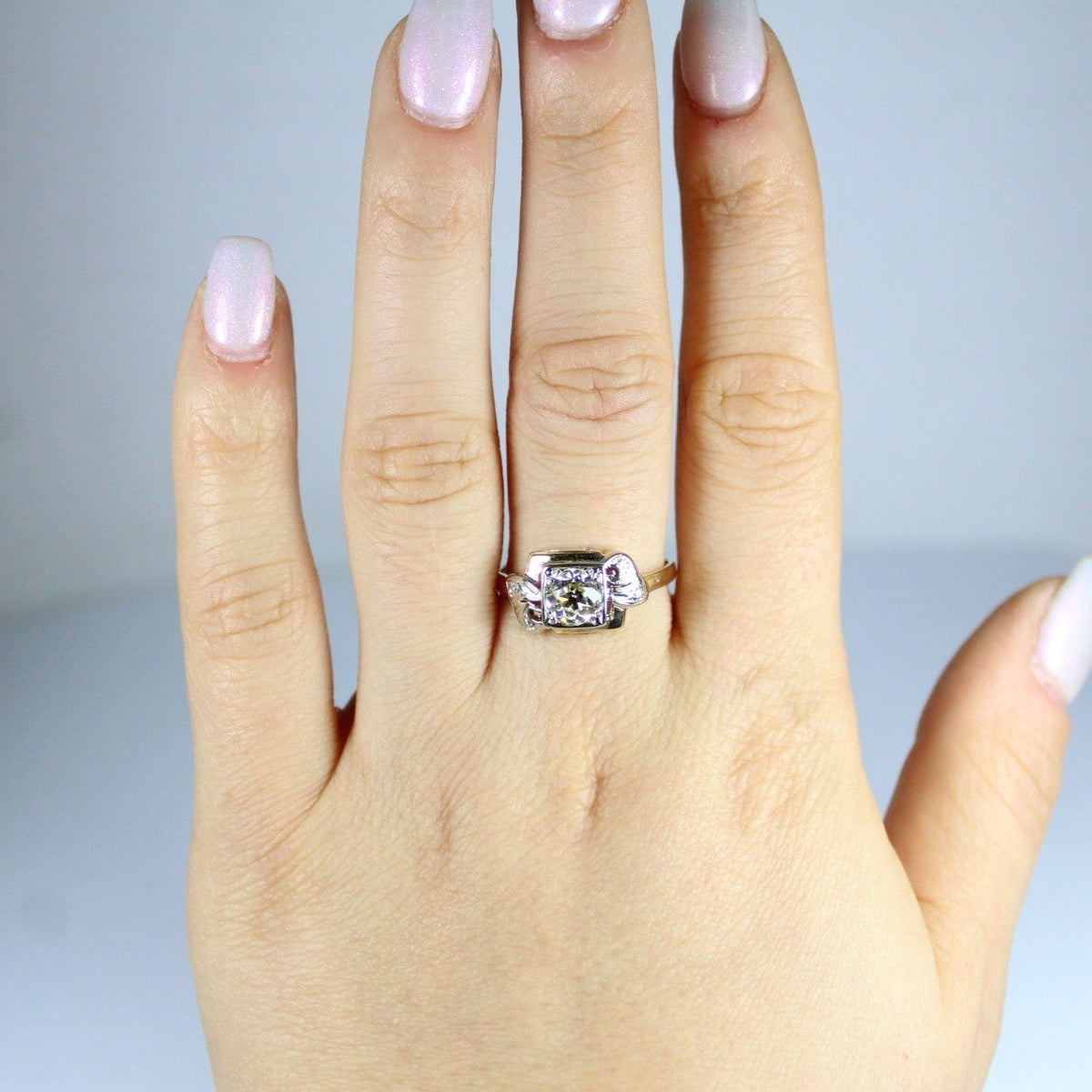 Antique 14ct Yellow Gold Old Cut Diamond Dress Ring