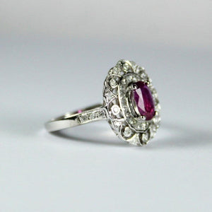 9ct White Gold 1ct Natural Ruby and Diamond Dress Ring