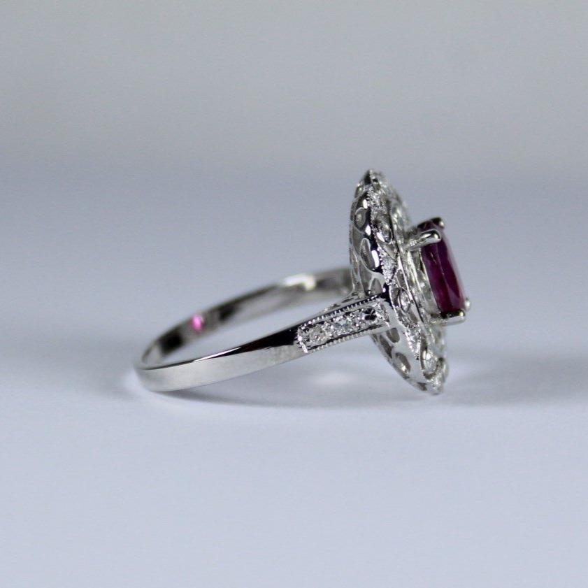 9ct White Gold 1ct Natural Ruby and Diamond Dress Ring