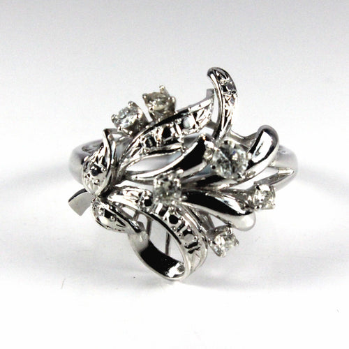 18ct White Gold Diamond Floral Cocktail Ring