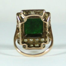 Antique Rose Gold Jadeite and Seed Pearl Ring