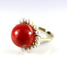 Vintage Yellow Gold Momo Coral and Pearl Ring
