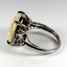 Antique White Gold Mintabie Opal and Diamond Ring