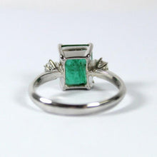 9ct White Gold Emerald and Diamond Ring
