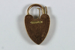 Vintage 9ct Yellow Gold Heart Padlock Pendant
