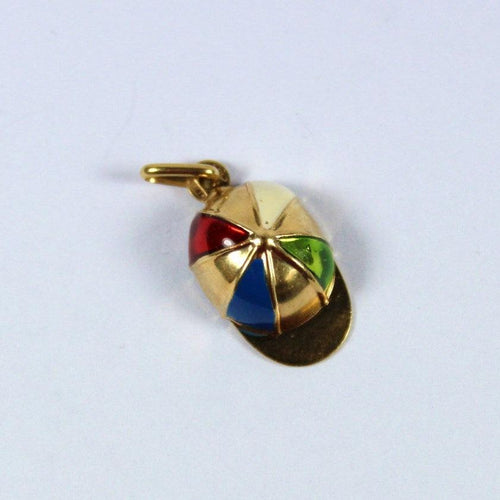 Vintage 9ct Yellow Gold Enamel Baseball Cap Pendant