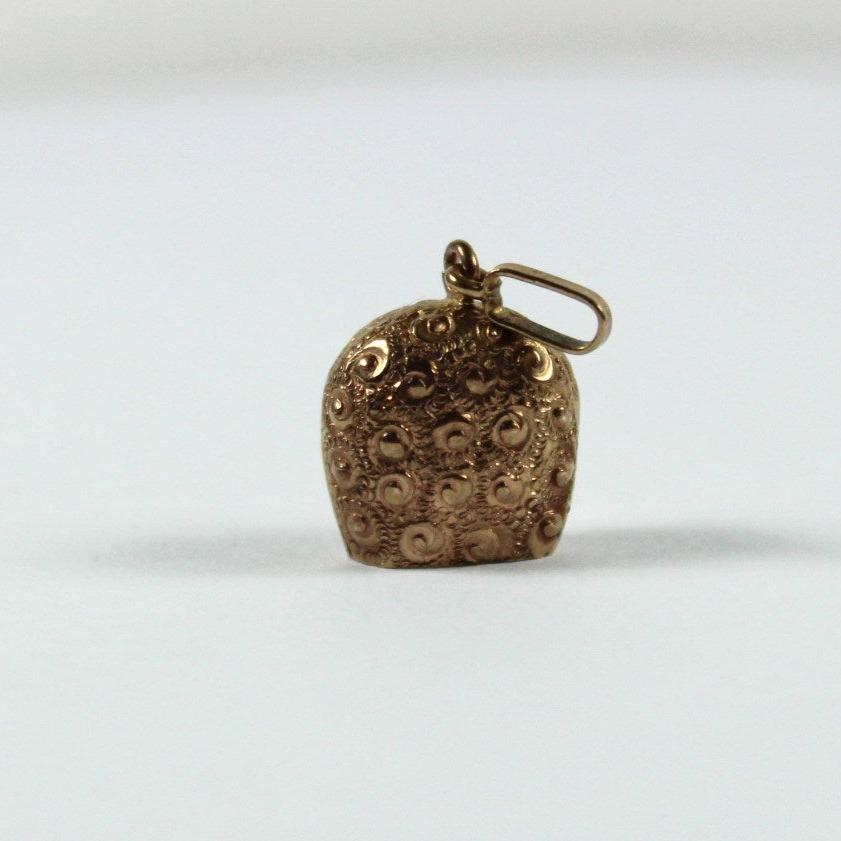 Vintage Engraved 9ct Rose Gold Bell Pendant