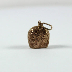 Vintage Engraved 9ct Rose Gold Bell Pendant