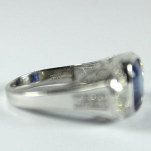 Deep Cornflower Blue Sapphire and Diamond Ring