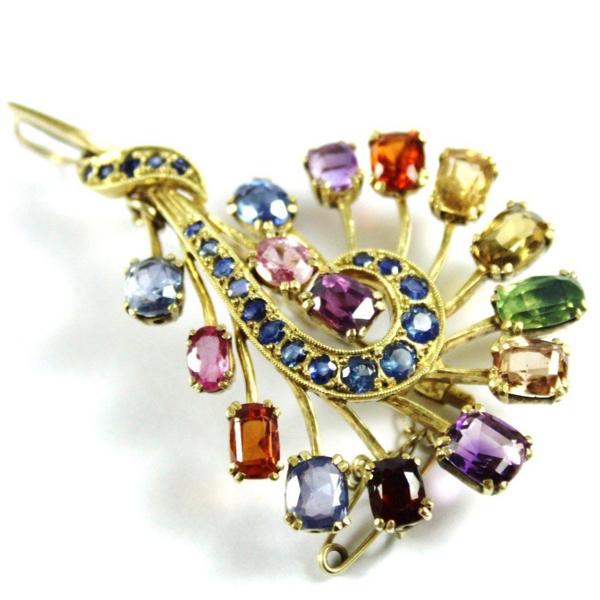 Antique 18ct Yellow Gold Assorted Gemstone Brooch