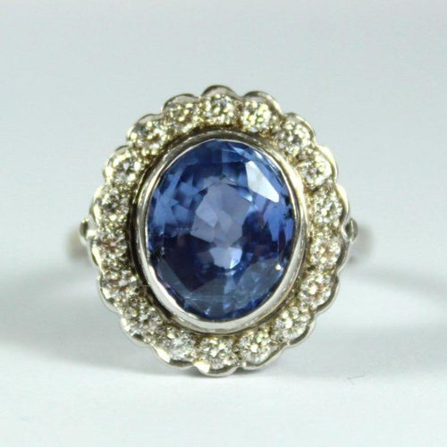 9ct White Gold 4.86ct Sapphire and Diamond Ring