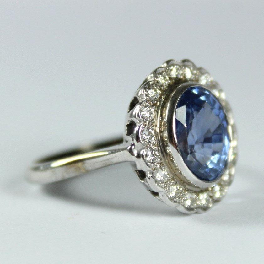 9ct White Gold 4.86ct Sapphire and Diamond Ring