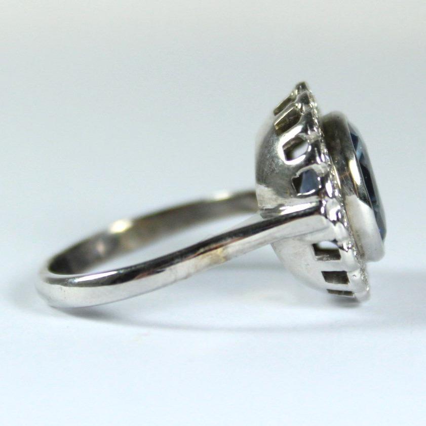 9ct White Gold 4.86ct Sapphire and Diamond Ring