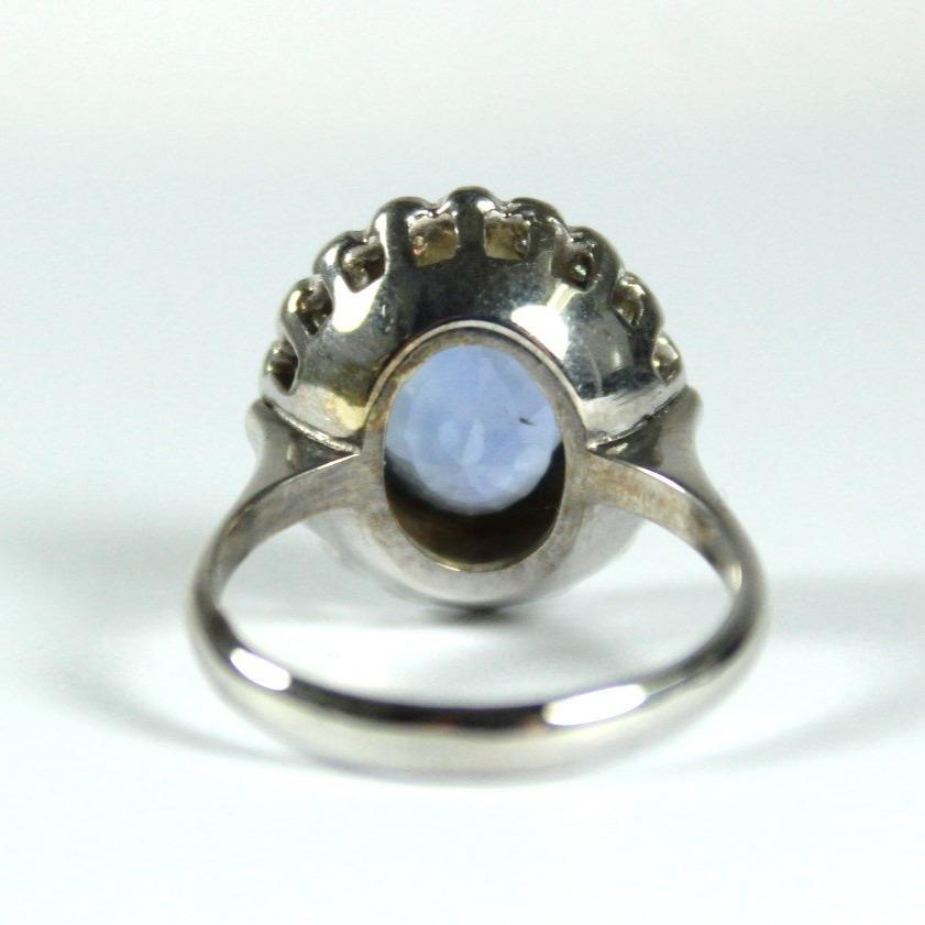 9ct White Gold 4.86ct Sapphire and Diamond Ring