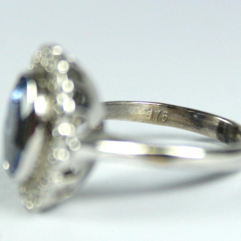 9ct White Gold 4.86ct Sapphire and Diamond Ring