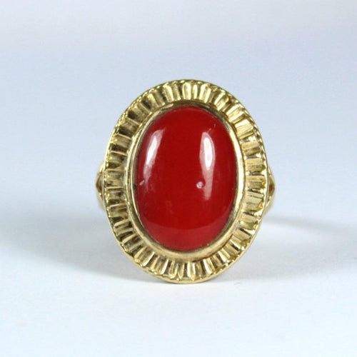 Vintage 9ct Yellow Gold Momo Coral Cocktail Ring