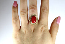 Vintage 9ct Yellow Gold Momo Coral Cocktail Ring