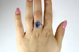 9ct White Gold 4.86ct Sapphire and Diamond Ring