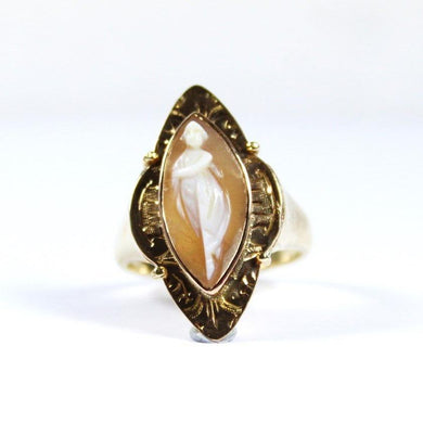 9ct Yellow Gold Art Nouveau Conch Shell Cameo Dress Ring